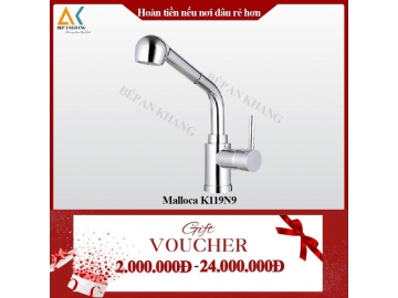 Vòi Rửa 2 Nguồn Nóng Lạnh Malloca (Dây rút ) K119-N9 - Mạ Chrome Chỉnh Tia Nước,Tạo Bọt Và Chống Văn Nước